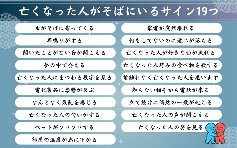 亡くなった人があなたのそばにいるサイン19個を解説